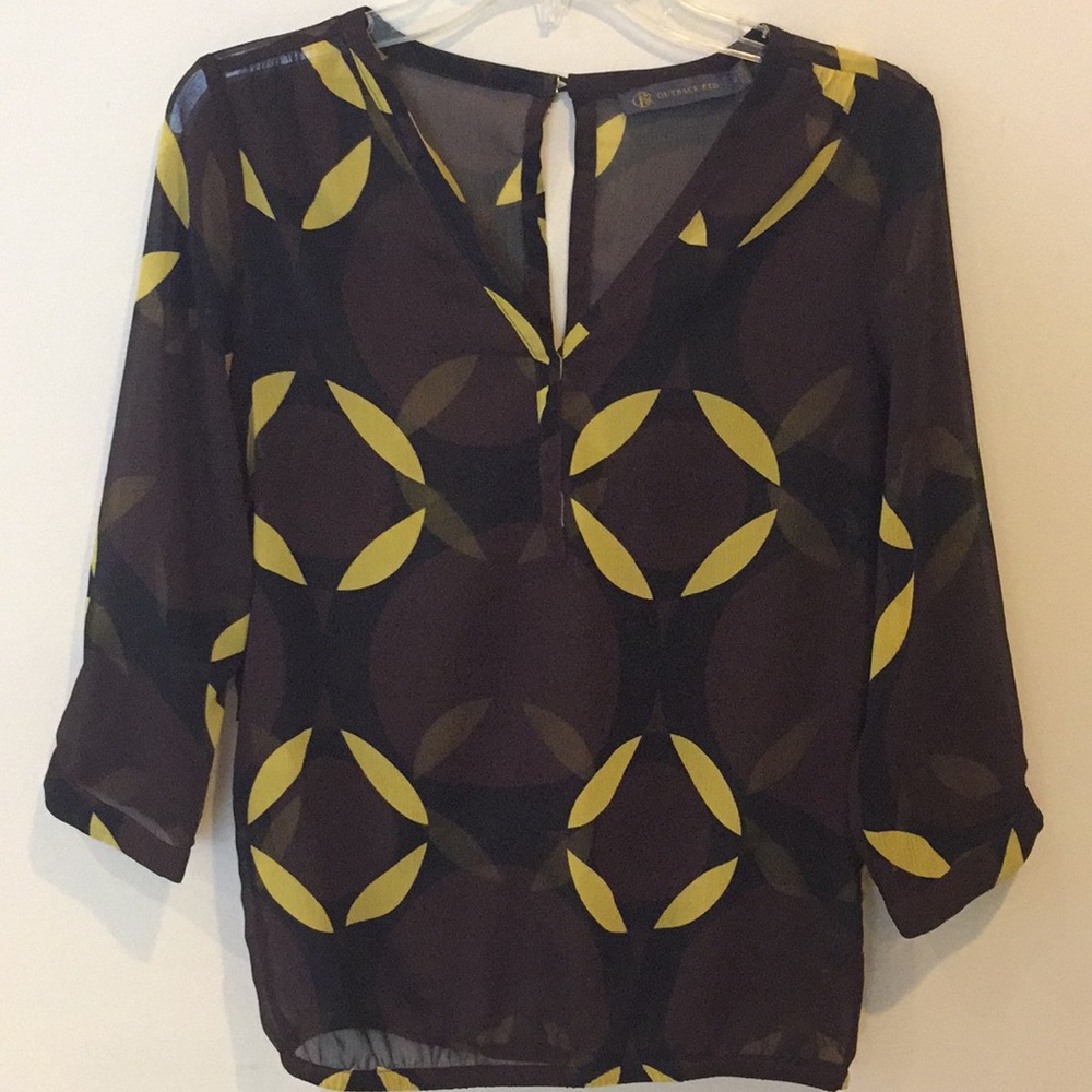 The Limited Outback Red Sheer Brown Patterned Top